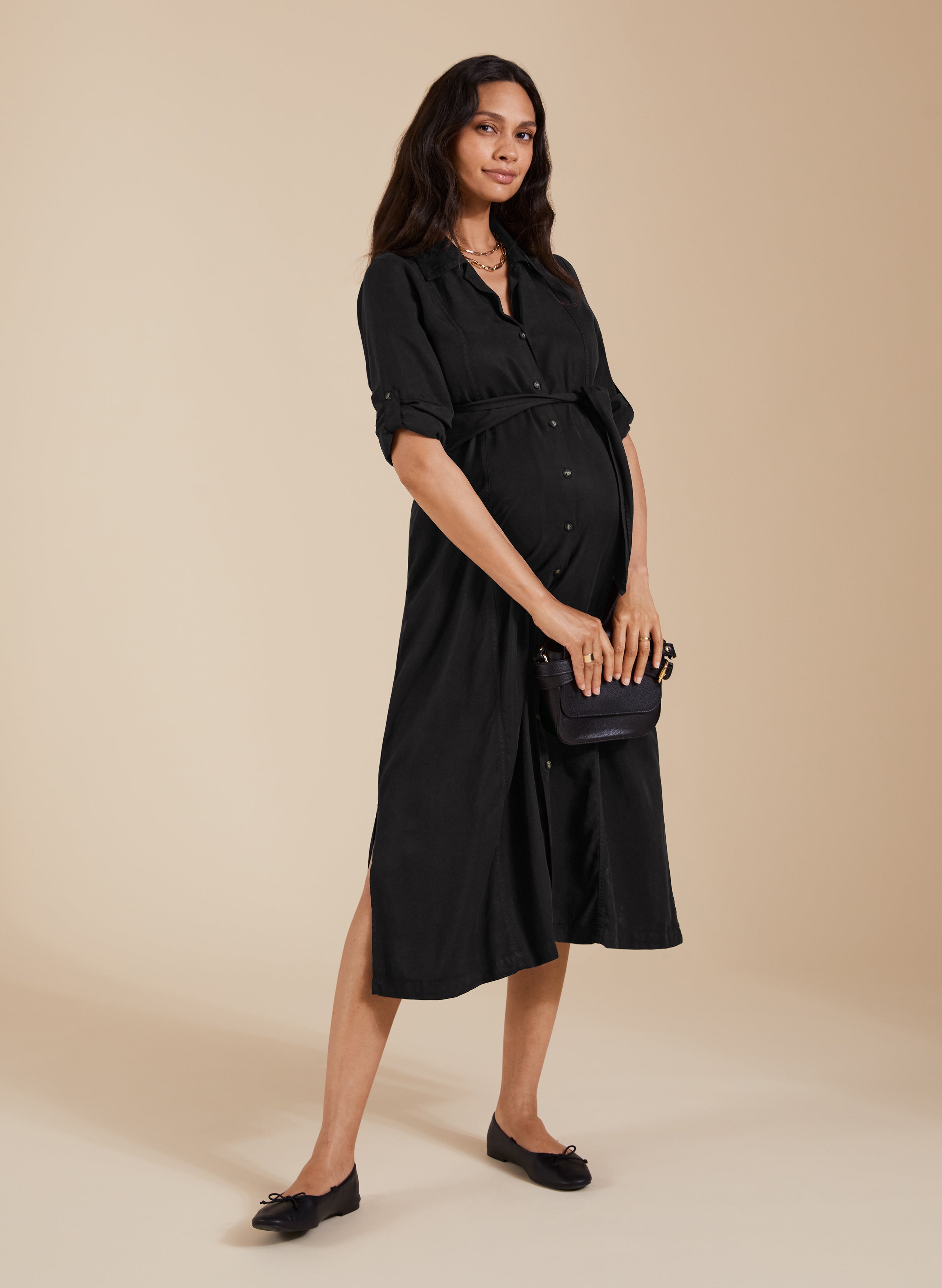 Kelsy Maternity Dress Caviar Black Isabella Oliver – Isabella