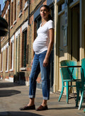 RENT - Over the Bump Organic Maternity Boyfriend Jeans - Washed Indigo - Rental - Isabella Oliver UK