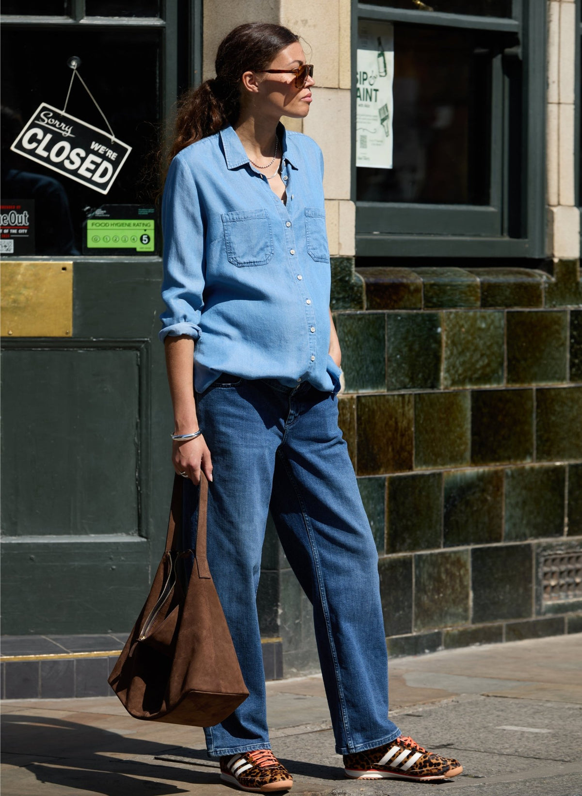 Organic Cotton Maternity Wide Leg Jeans - Mid Indigo - Maternity Jeans - Isabella Oliver UK