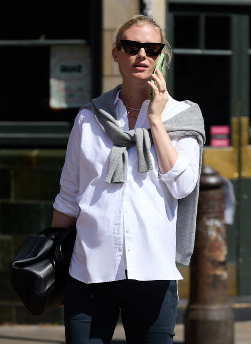 The Essentials Organic Maternity Shirt - Pure White - Maternity Shirts & Blouses - Isabella Oliver UK