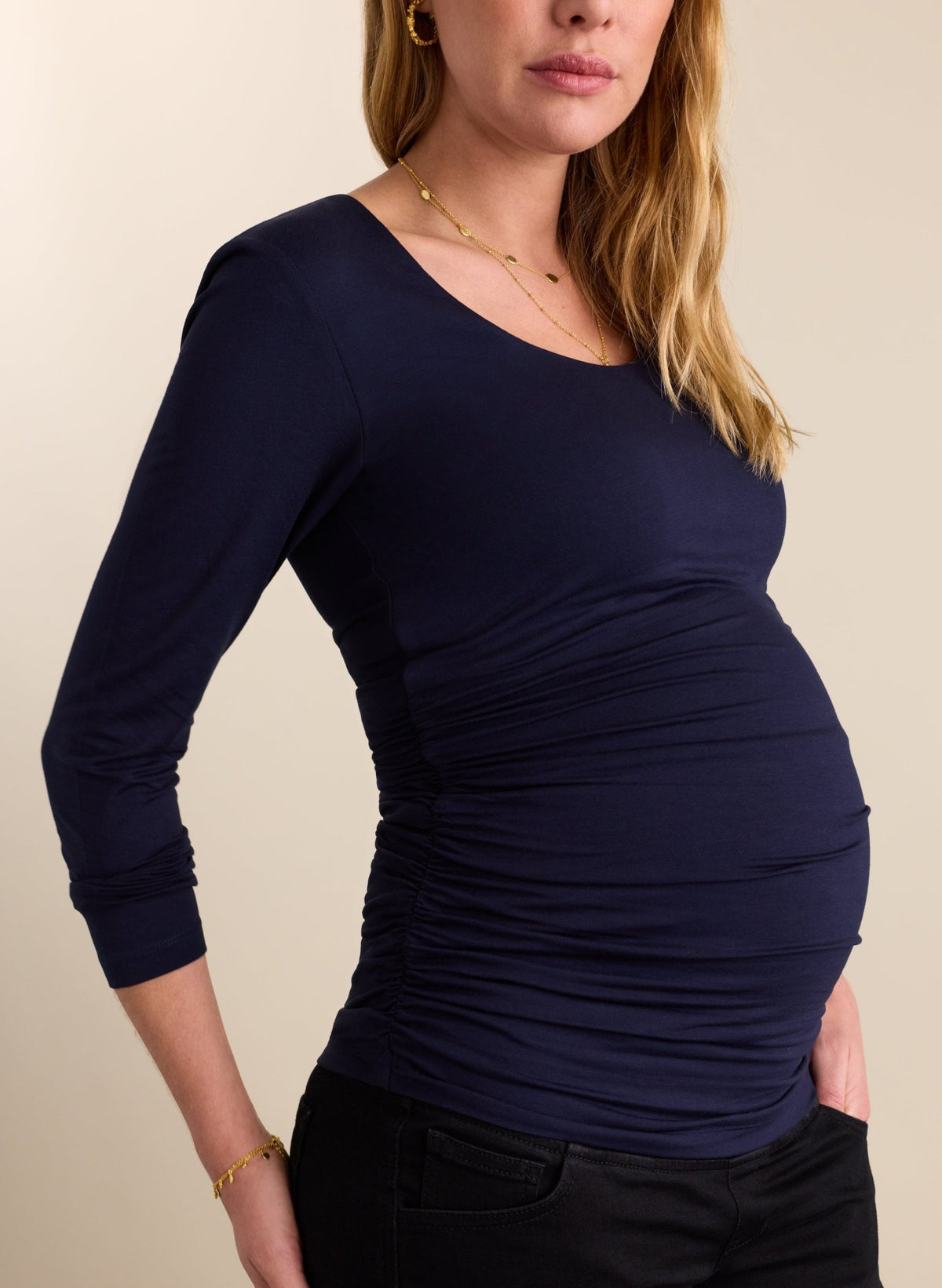 The Essentials Maternity Scoop Top - Classic Navy - Maternity Tops & Tees - Isabella Oliver UK