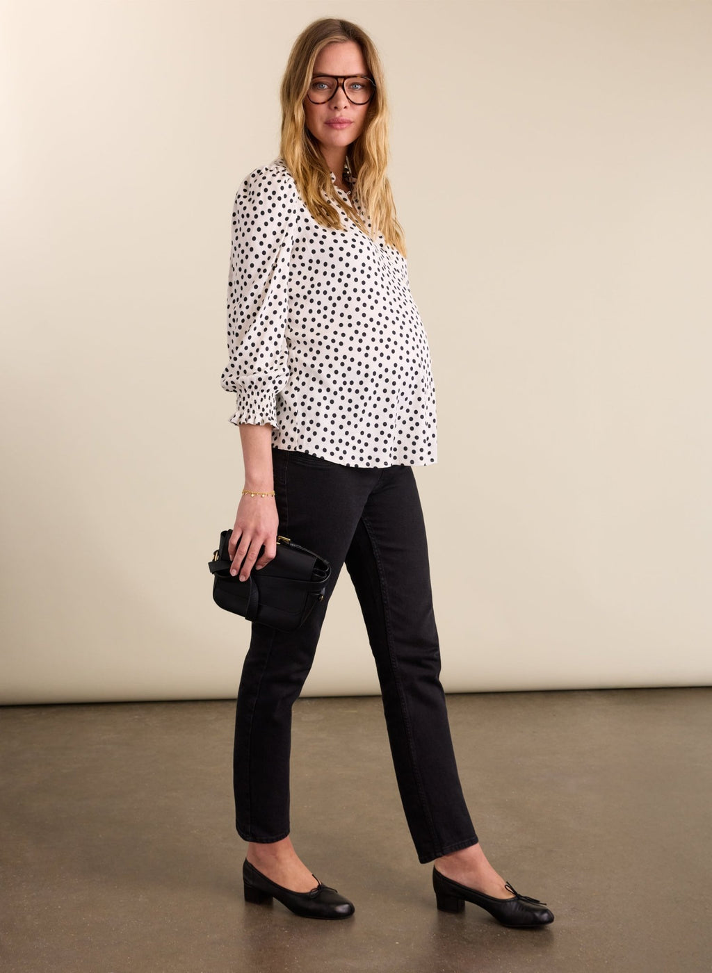 Juniper Maternity Blouse - Cream Polka - Maternity Shirts & Blouses - Isabella Oliver UK