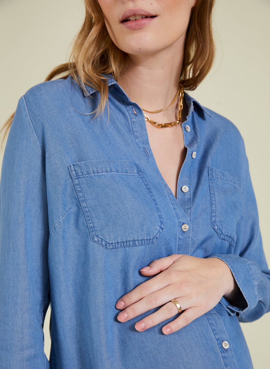 Raffa Chambray Maternity Shirt with Tencel™