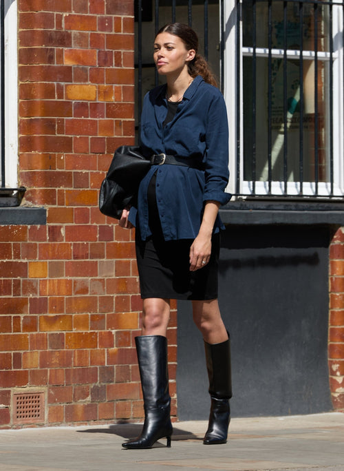 Raffa Chambray Maternity Shirt - Classic Navy - Maternity Shirts & Blouses - Isabella Oliver UK
