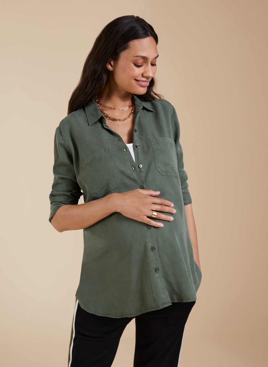 Raffa Chambray Maternity Shirt with TENCEL™ to Rent