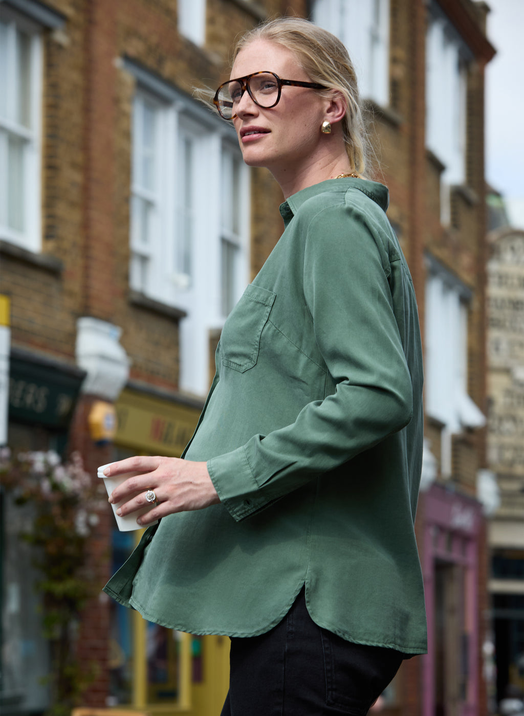 Raffa Chambray Maternity Shirt with Tencel™