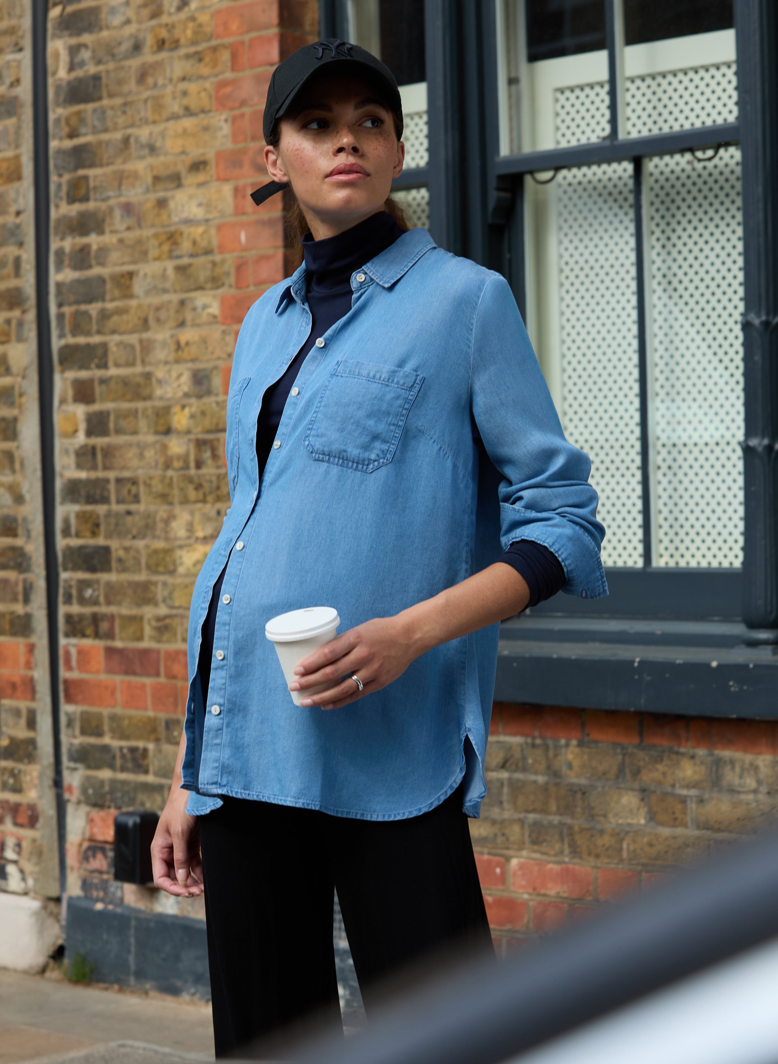 The Essentials Maternity Turtleneck Top - Classic Navy | Isabella