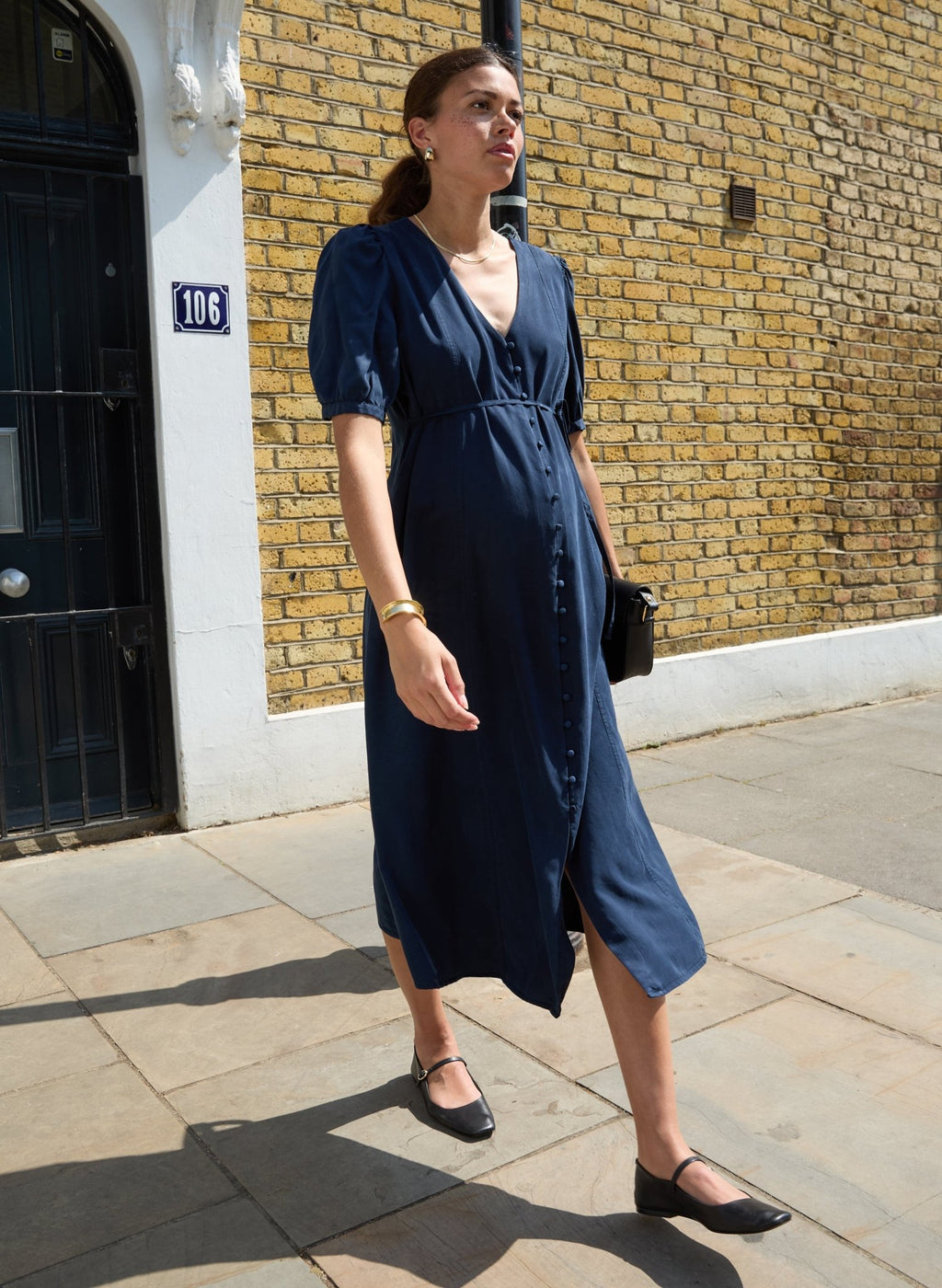 Isabella Oliver Marta Button Maternity Dress, Classic Navy