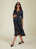 Keira Recycled Maternity Dress - Black Mini Spot - Maternity Dresses - Isabella Oliver UK