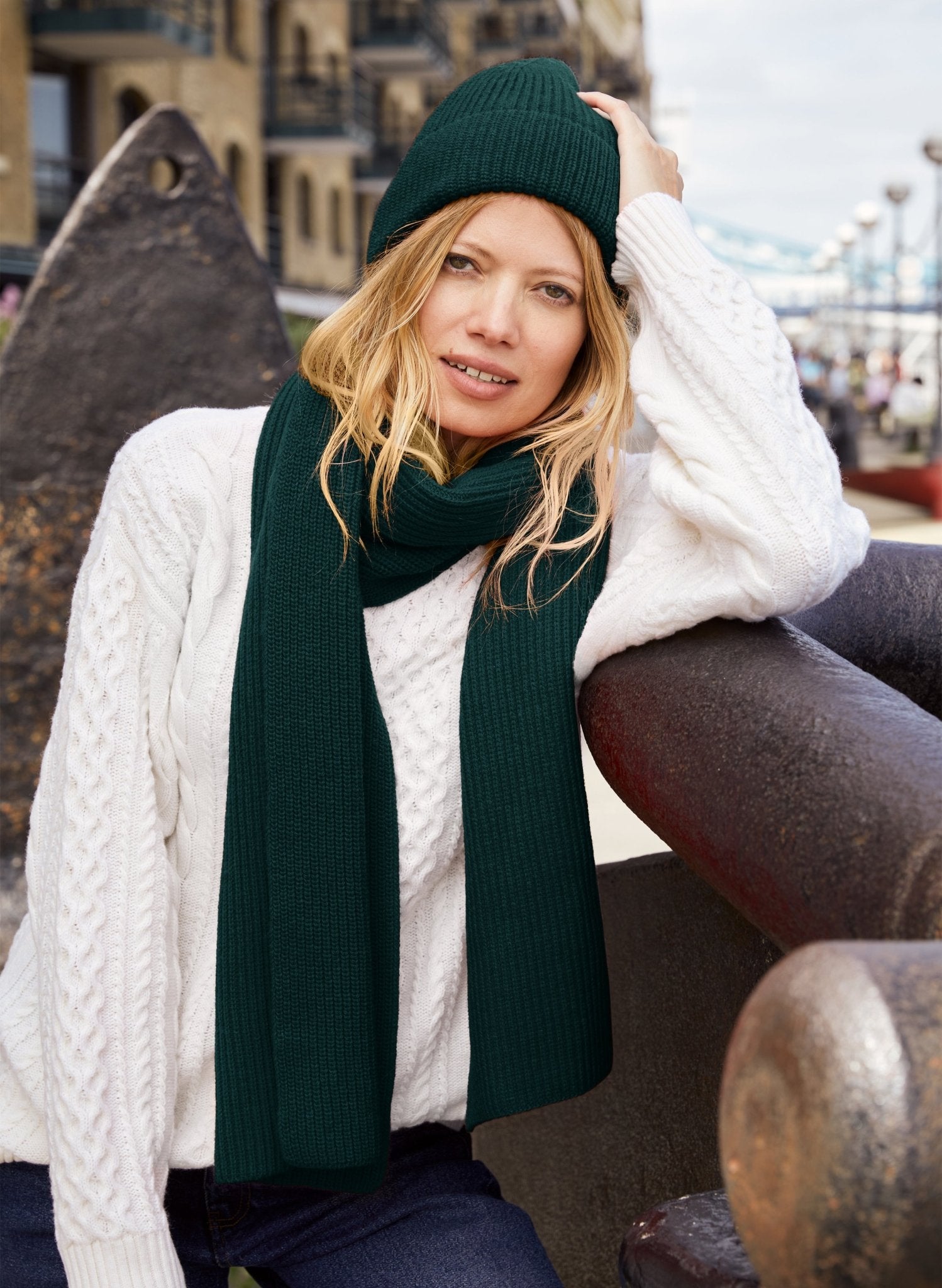Alina Recycled Wool Scarf - Forest Green - Accessories - Isabella Oliver UK