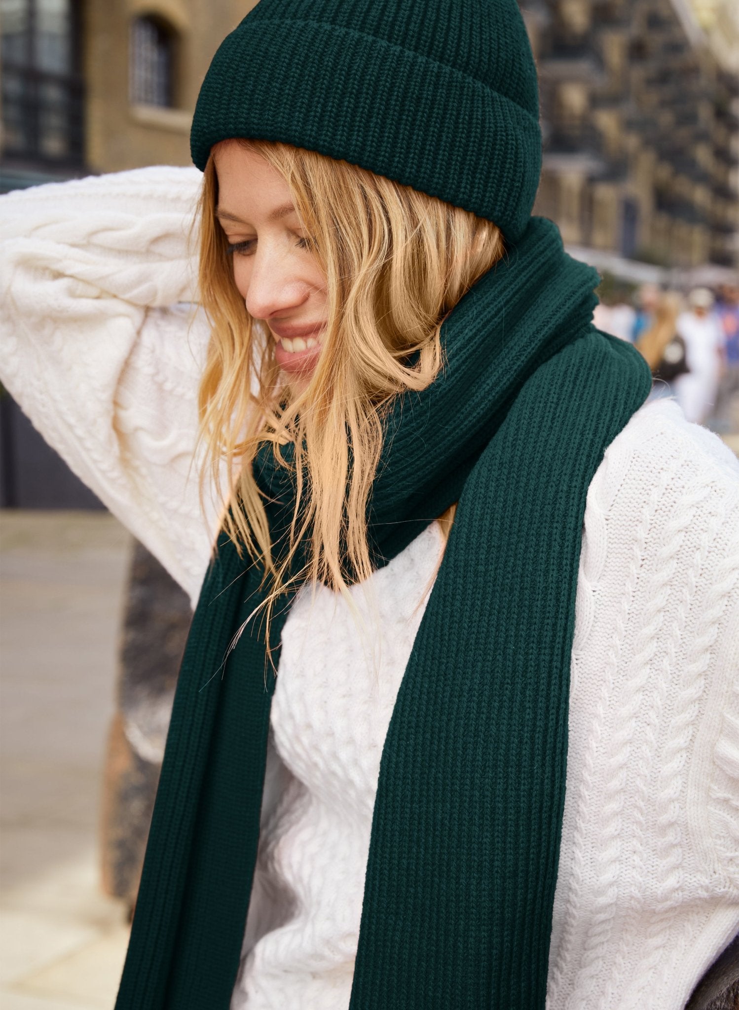 Alina Recycled Wool Scarf - Forest Green - Accessories - Isabella Oliver UK