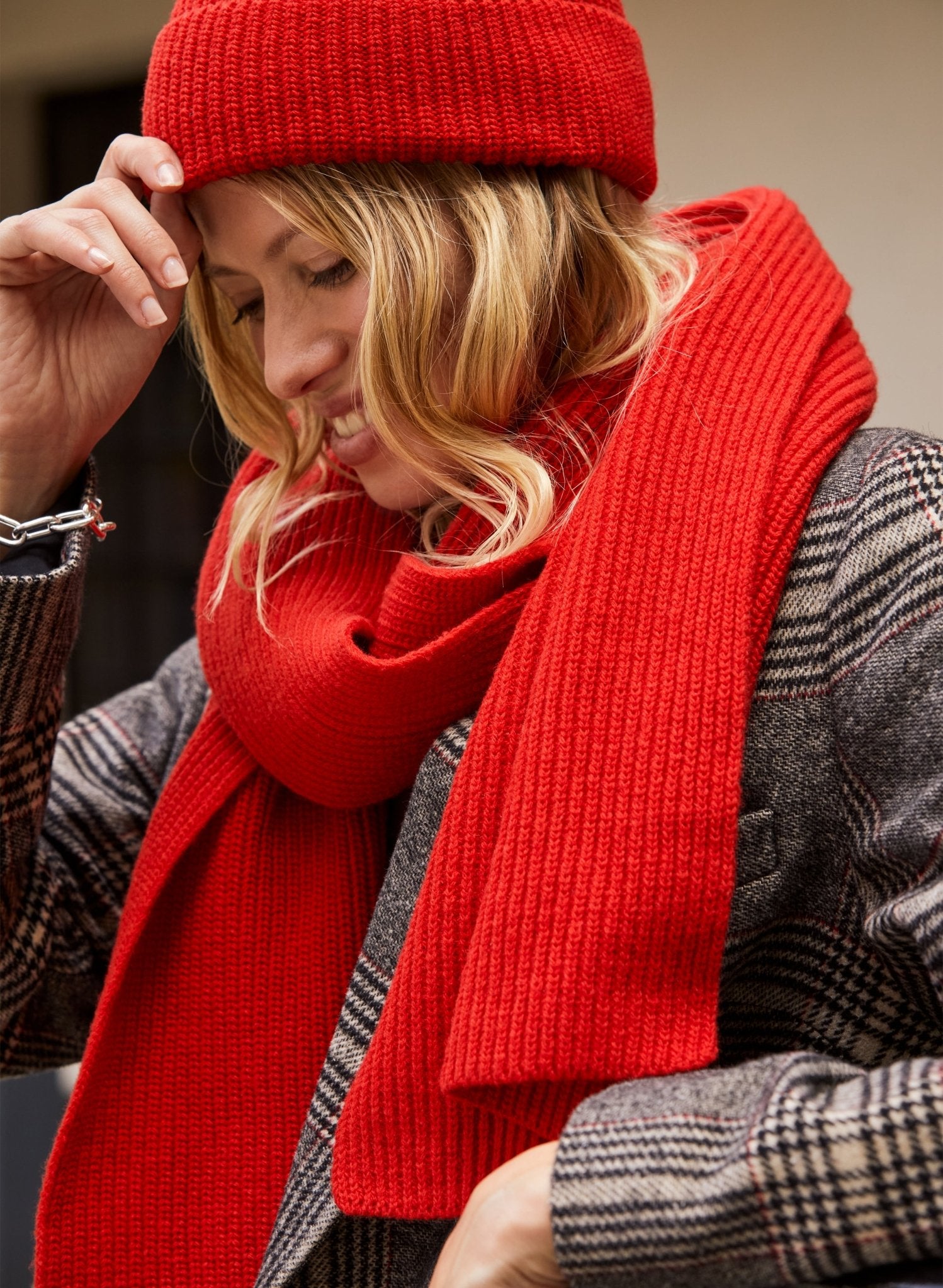 Alina Recycled Wool Scarf - Crimson Red - One Size | Isabella