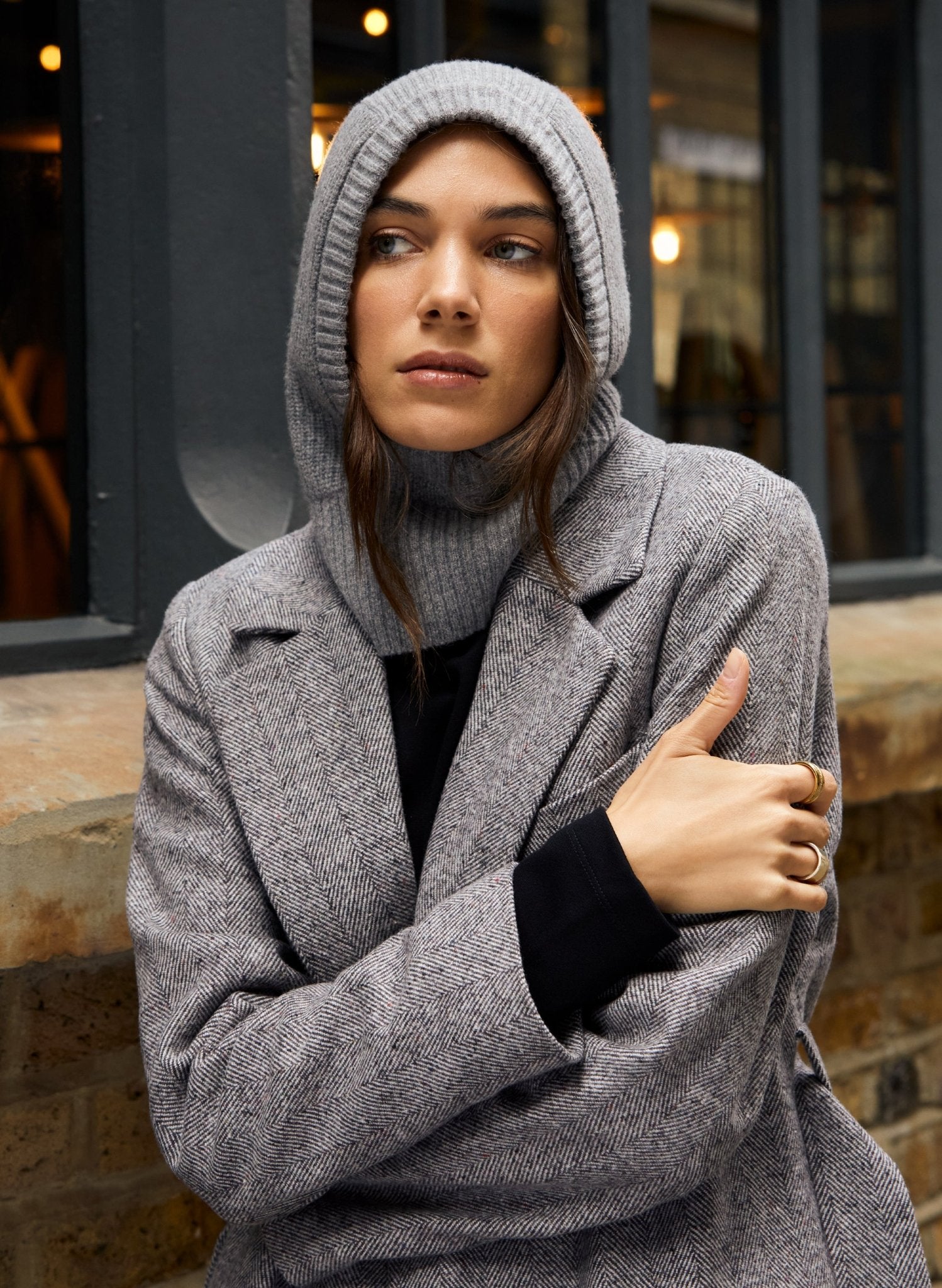 Farrah Recycled Wool Blend Balaclava - Grey Marl - Accessories - Isabella Oliver UK