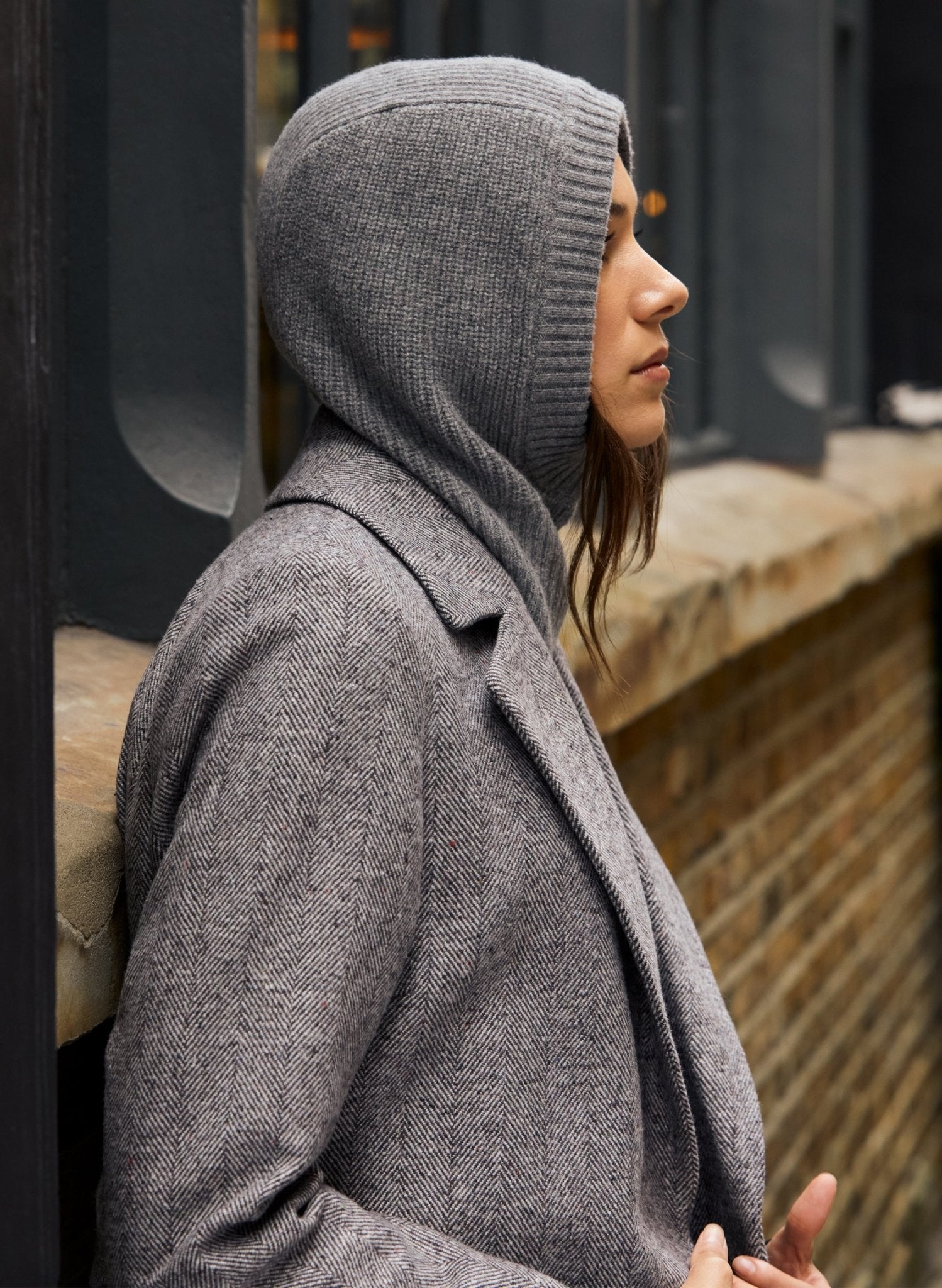Farrah Recycled Wool Blend Balaclava - Grey Marl - Accessories - Isabella Oliver UK