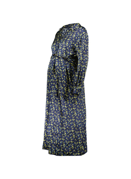 Kelsy Recycled Maternity Dress - Blue Blurred Ditsy | Isabella Oliver ...