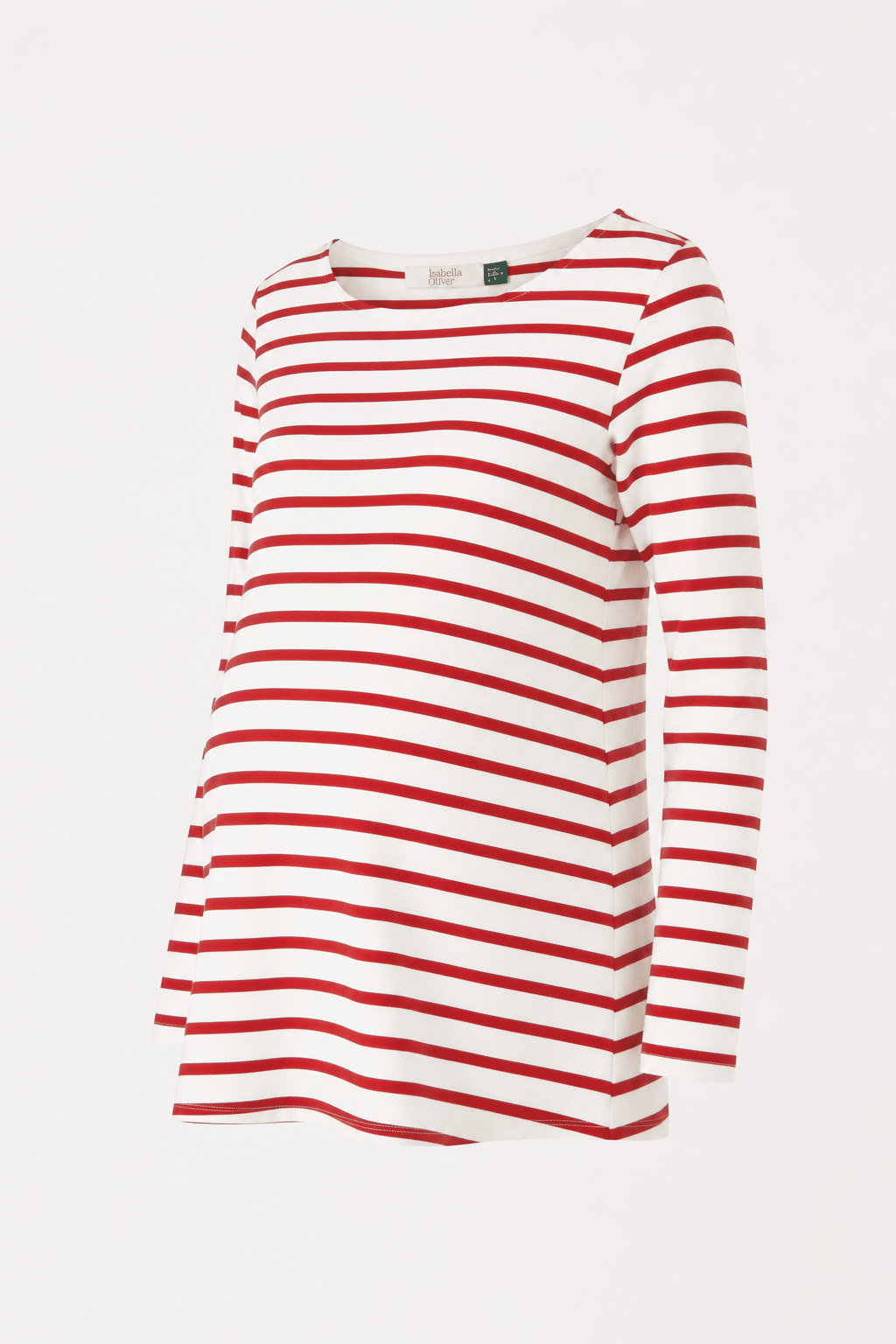 Arden Organic Cotton Maternity Top - Soft White & Crimson - Maternity Tops & Tees - Isabella Oliver UK