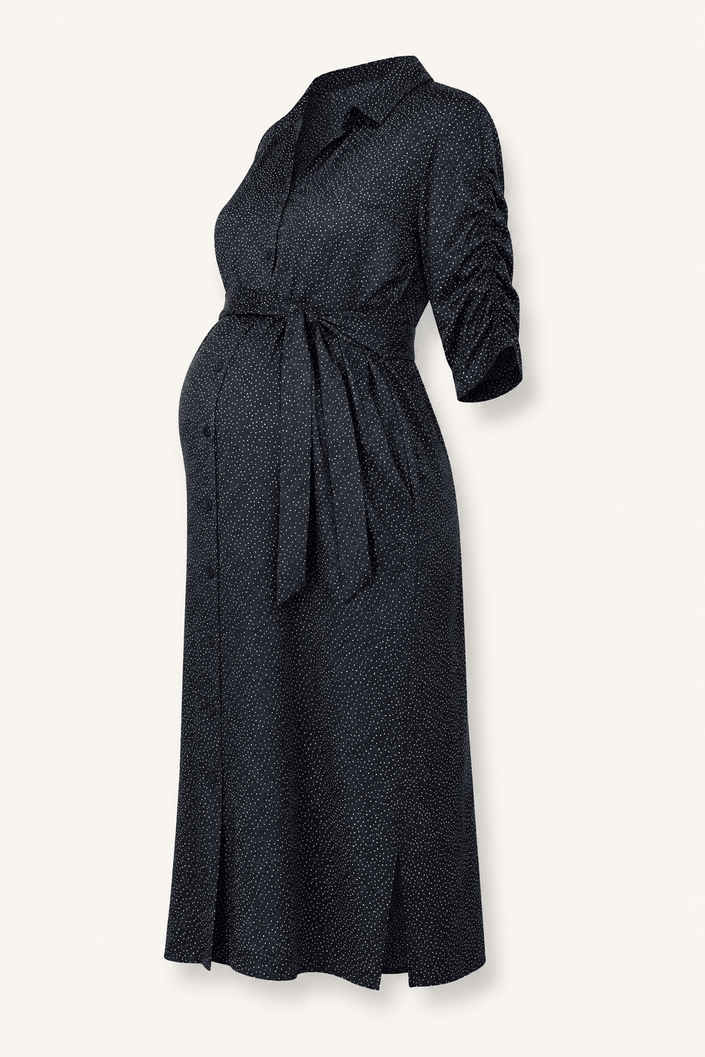 Keira Recycled Maternity Dress - Black Mini Spot - Maternity Dresses - Isabella Oliver UK