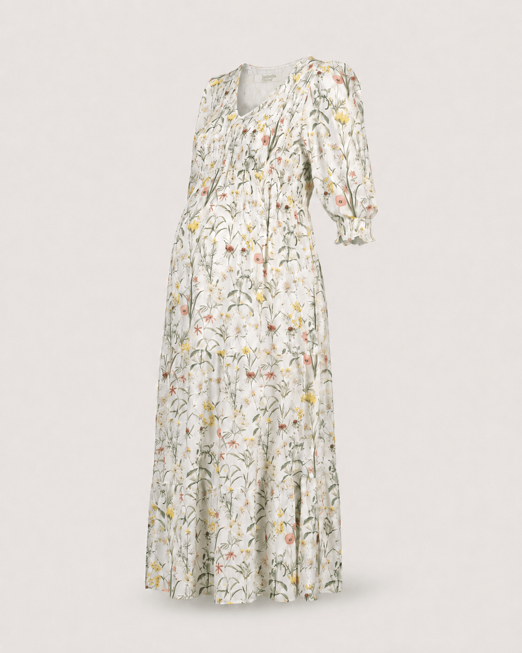 Meredith Maternity Dress - White Botanical Floral - Maternity Dresses - Isabella Oliver UK