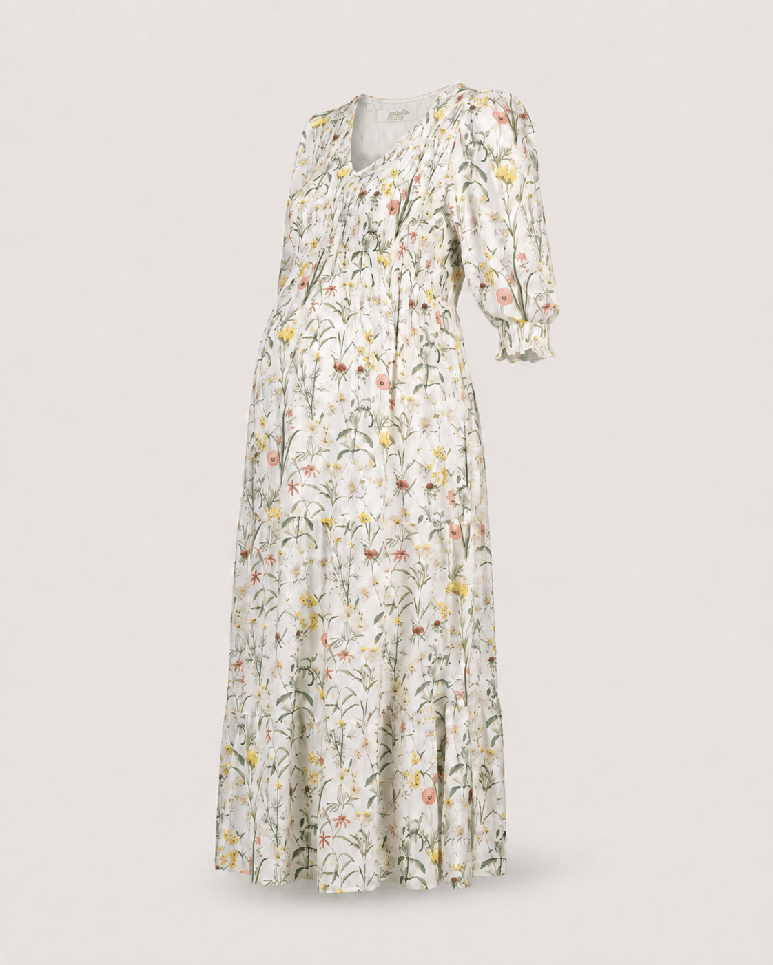 Meredith Maternity Dress - White Botanical Floral - Maternity Dresses - Isabella Oliver UK