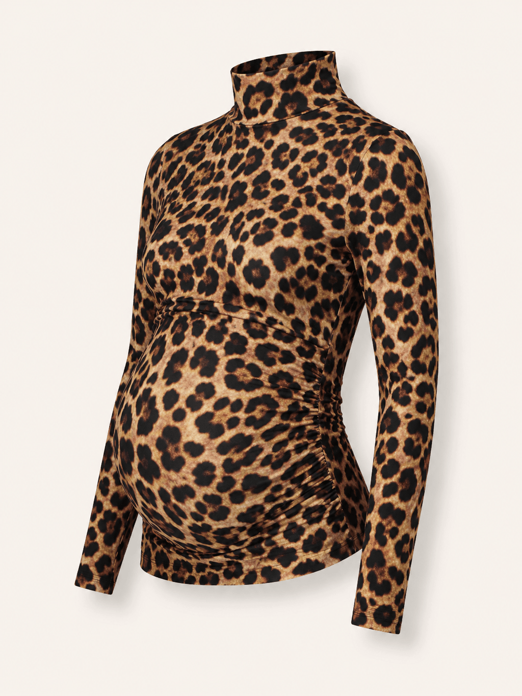 The Essentials Maternity Turtleneck Top - Butterscotch Leopard - Maternity Tops & Tees - Isabella Oliver UK