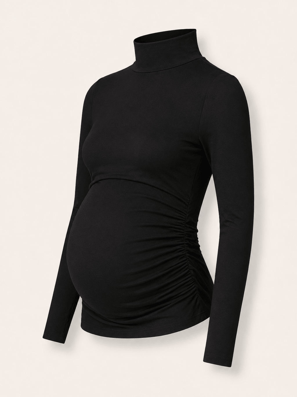 The Essentials Maternity Turtleneck Top - Caviar Black - Maternity Tops & Tees - Isabella Oliver UK