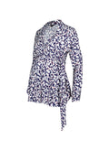 Lucy Maternity Blouse - Midnight Blue Petal Leopard Pr - Maternity Shirts & Blouses - Isabella Oliver UK