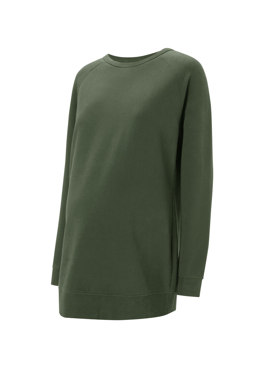 Pre-Loved Holly Organic Maternity Sweatshirt - Deep Khaki - Pre Loved - Isabella Oliver UK