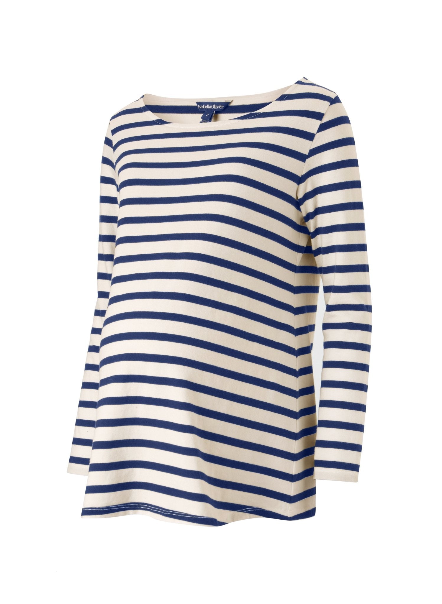 Pre-Loved Arden Organic Maternity Top - Soft White & Delfts Blue Stripe - Pre Loved - Isabella Oliver UK