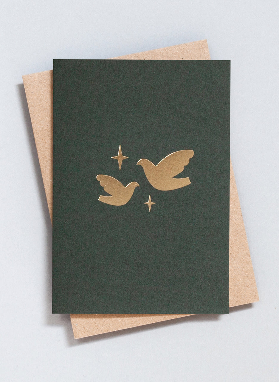 Ola Festive Foil Blocked Two Doves Print Card